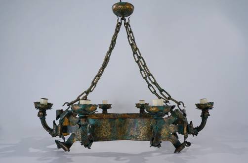 Iron chandelier, 1930`s ca, Italian